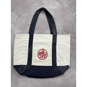 Trader Joe's Tote‎ Bag Canvas Navy White Large Reusable Grocery Shopping Logo